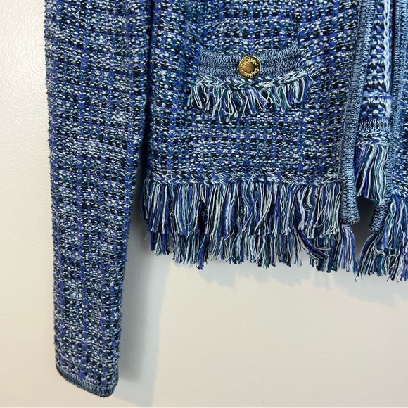 Lilly Pulitzer Simona Blue Oyster Day Navy Exotic Tweed Cardigan/Jacket XXS - Picture 8 of 14